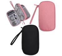 2 Piezas De Bolsa De Almacenamiento De Cable De Datos De Doble Capa, Bolsa De Accesorios Portátil Impermeable, Adecuada para Almacenar Cable De Datos, Cargador, Auriculares, Disco U, Rosa.