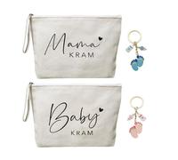 2 Piezas De Bolsa De Almacenamiento Para Madres Embarazadas Y 2 Llaveros Para Biberones, Bolsa De Cosméticos Con Cremallera, Bolso Portátil, Bolsa De Cosméticos De Lona.