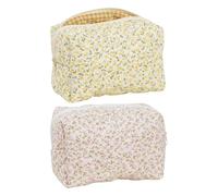 2 Piezas De Bolsa Estampada Floral, Bolsita De Almacenamiento Linda, Bolsa De Maquillaje Portátil, Bolsa De Embrague Para Mujeres, Bolsa De Tocador De Gran Capacidad.