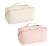 2 Piezas De Bolsas De Maquillaje De Cuero PU, Capacidad Simple Y Grande, Bolso Multifuncional Conveniente De Viaje, Tejido Impermeable Y Accesorios De Organización.