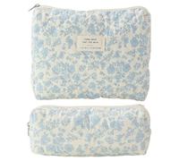 2 Piezas De Bolsas De Maquillaje, Estilo De Trote-Retro De Flores, Bolsa De Maquillaje Con Gran Capacidad Y Bolsa De Almacenamiento Portátil.