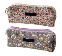2 Piezas De Bolso Floral De Pana, Estuche De Lápices Retro Literario Japonés, Bolsa De Almacenamiento De Lona Liviana, Adecuada Para Guardar Artículos De Papelería Y Cosméticos.
