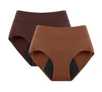 2 Piezas de Bragas Menstruales de Algodón Sin Costuras Bragas Posparto Ropa Interior deportiva Protectora para Adolescentes Bragas Elásticas de Color Rojo Oscuro y Marrón L