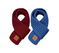 2 Piezas de Bufandas de Punto Cálidas de Invierno para Niños Bufanda Cálida Calentador de Cuello para Niños Pequeños Niños Niñas (Rojo Vino, Azul Zafiro)