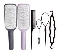 2 Piezas De Cabello Liso Girado Y 4 Cabello Negro, Peine De Cojín De Aire, Cepillo Para El Cabello A Sí Mismo, Herramienta De Peinado