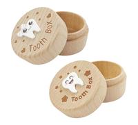 2 Piezas De Caja De Dientes Caducifolios, Caja De Almacenamiento De Madera, Caja De Almacenamiento Redonda, Linda Caja De Almacenamiento, Mini Caja De Almacenamiento.