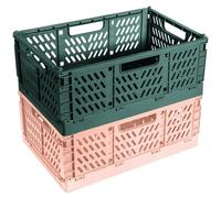 2 piezas de caja plegable, cajas plegables de plástico estables, cestas de almacenamiento plegables, juego de cajas plegables apilables para almacenamiento de cocina, dormitorio, sala de estudio