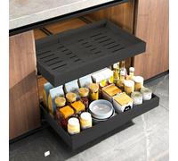 2 piezas de cajón telescópico extraíble, cajón de cocina extraíble, cajón extraíble de cocina, ancho ajustable de 32-53 cm con guía autoadhesiva y silenciosa, no se requiere taladrado ni clavado para
