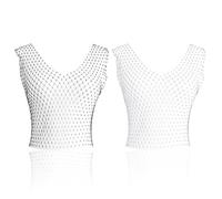 2 Piezas De Chalecos De Rejilla Huecos, Tops Ajustados Sexys Con Cuello En V, Disfraces Personalizados De Estilo De Chica Sexy, Vestido De Verano Fresco(Negro, Blanco).