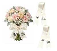 2 piezas de cintas para ramas de boda y 2 piezas de pegatinas de letras DIY, cinta personalizada con flecha para ramas de flores, accesorios para fiesta de graduación, Bouquet Sash con letras