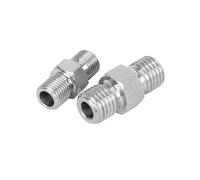 2 piezas de conector directo de rosca macho hexagonal de acero inoxidable 304, doble extremo roscado externo, racor reductor engrosado de alta presión Conexión rápida(G1/4)
