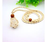 2 piezas de cordón para collar de piedra vacía con cristales de cuarzo, adorno de piedra de pez, amuletos indios de red, crema, 1 unidad