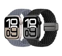 2 Piezas de Correas Compatible para Apple Watch Ultra 3/Ultra 2 49mm 46mm 45mm 44mm 42mm 41mm 40mm 38mm Deporte Elasticidad Nylon Correa para iWatch Series 11 10 9 8 7 6 5 SE 4 3 2 1 Hombres y Mujeres