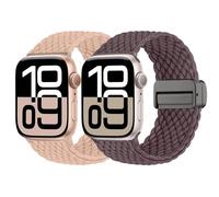 2 Piezas de Correas Compatible para Apple Watch Ultra 3/Ultra 2 49mm 46mm 45mm 44mm 42mm 41mm 40mm 38mm Deporte Elasticidad Nylon Correa para iWatch Series 11 10 9 8 7 6 5 SE 4 3 2 1 Hombres y Mujeres