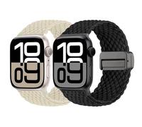 2 Piezas de Correas Compatible para Apple Watch Ultra 3/Ultra 2 49mm 46mm 45mm 44mm 42mm 41mm 40mm 38mm Deporte Elasticidad Nylon Correa para iWatch Series 11 10 9 8 7 6 5 SE 4 3 2 1 Hombres y Mujeres