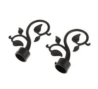 2 Piezas De Cortina De La Ventana Barra Cortina Polos Decorativos Cabezas Tapa 28 Mm Diámetro Interior - Hoja Negro