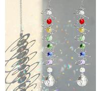 2 piezas de cristal para atrapar el sol, carillones de viento para colgar el sol, carillón de viento con vistas a la bola cola en espiral, carillón de viento, para casa, oficina, jardín, decoración al