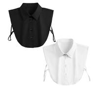 2 Piezas De Cuellos para Mujer, Cuellos De Camisa Desmontables, Cuellos De Camisa Falsos, Cuellos Desmontables para Medias Camisas De Mujer, Cuellos De Blusa De Oficina (Negro, Blanco)