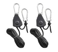 2 piezas de cuerdas de trinquete resistentes con ganchos, cuerda de trinquete de 1/8 pulgadas, cuerda ajustable para lámpara de plantas, 68 kg, 2 m, cuerda de trinquete ajustable para luz de