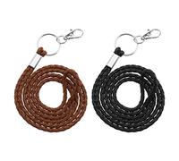 2 piezas de cuero sintético trenzado cordón correa para el cuello retenedor con llavero y cierre giratorio para llaves, cartera, tarjeta de identificación, insignia, 1 unidad negro y 1 pieza marrón