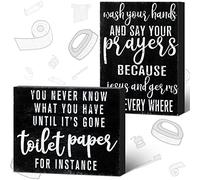 2 piezas de decoración de baño clásico letrero divertido baño casa rural decoración moderna rústica, caja de inodoro humor, decoración de madera para baño nunca sabes lo que tienes hasta que se ha