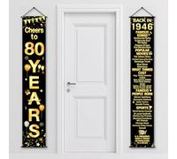 2 piezas de decoración de fiesta de cumpleaños de Cheers to Years Banner Party Decoraciones de bienvenida para porche de años suministros de cumpleaños, 80th-1940