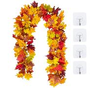 2 Piezas de Decoracion Otoño, Plantas Artificiales Decorativas de Guirnalda Incluye 4 Ganchos y Luz para tu Decoracion y Temática de Halloween en Paredes Interiores o Exteriores, 175cm