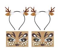 2 Piezas De Diadema De Ciervos Y 2 Parches De Cara, Accesorios De Ropa De Ciervos, Lindas Diademas De Dibujos Animados, Accesorios De Juego De Roles, Suministros De Disfraces De Fiesta.