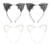 2 Piezas De Diadema De Encaje Y 2 Piezas De Diadema De Diablo, Diadema De Oreja De Gato, Accesorios Para El Cabello De Diseño Creativo, Decoraciones De Peinado, Accesorios De Ropa.