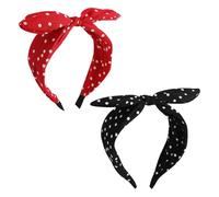 2 piezas de diademas con lazo, diademas de lunares, diademas anchas, rojas, negras, accesorios vintage para el cabello, para cumpleaños, fiestas, bailes, actuaciones, uso diario