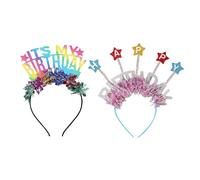 2 Piezas De Diademas De Cumpleaños, Coronas De Diseño De Arcoíris, Accesorios Para La Cabeza De Cumpleaños, Adecuados Para Fiestas Femeninas Y Femeninas.
