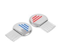 2 Piezas de Dientes de Acero Inoxidable,Adultos y Mascotas Peine para Piojos y Liendres(Rojo y azul）