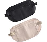 2 piezas de dinero cinturón bolsa oculta para viajes, bolsa impermeable antirrobo, seguro, cómodo, elástico ajustable oculto cinturón de dinero para mujeres hombres corriendo perro caminando, Negro