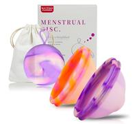 2 piezas de disco menstrual, disco menstrual con períodos del tamaño M+L, taza menstrual reutilizable hecha de silicona 100% médica para mujeres activas deporte, natación e intimidad