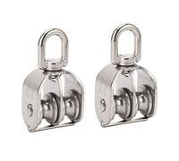 2 Piezas de Doble Polea de 330.7 Lbs con Rodamiento de Rueda Giratoria, Bloque M25 de Acero Inoxidable, Cuerda de Alambre 304 Resistente, Hardware de Elevación de Grúa, Aparejo