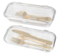 2 piezas de drenaje de malla para utensilios, cesta de lavavajillas de acero inoxidable 304 para objetos pequeños, soporte para cubiertos para cucharas, tenedores, limpieza de palillos, 10.4 x 4.5 x 3