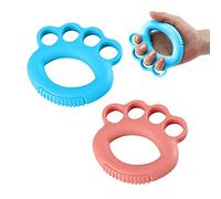 2 piezas de ejercitador de dedos, entrenador de fuerza de agarre de dedos divididos, juego de pelotas antiestrés para manos, para entrenamiento de rehabilitación de manos (azul lago, naranja)