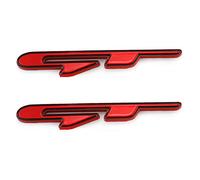 2 piezas de emblema GT de metal cromado para guardabarros de coche, logotipo corto, SUV, Coupe 3D calcomanía (negro rojo)