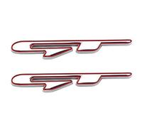 2 piezas de emblema GT de metal cromado para la tapa del maletero del coche, logotipo corto, SUV Coupe 3D calcomanía (rojo plateado)