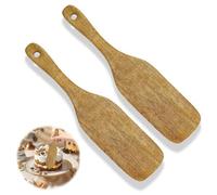 2 piezas de espátula para masa madre, espátula de madera para cocina, cuchara mezcladora de teca, palillo para revolver, utensilios de cocina, espátulas planas, raspador, batidor de masa para fondo