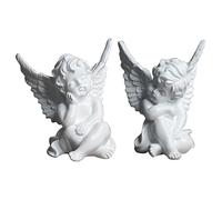 2 piezas de estatua de ángel de resina decorativa brillante esculturas de ángeles pequeñas figuras de ángeles elegantes para casa, jardín, cementerio y decoración al aire libre
