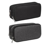 2 Piezas De Estuche Portátil Para Lápices, Caja De Papelería De Gran Capacidad, Caja De Almacenamiento De Lápices Duradera, Simple Y Práctica, Papelería Para Estudiantes (Negro, Gris Oscuro).