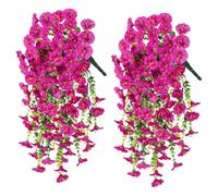 2 piezas de eucalipto Morning Glory flores artificiales de seda para colgar plantas de vid decoración del hogar -45 cm (rojo vino, 45 cm)