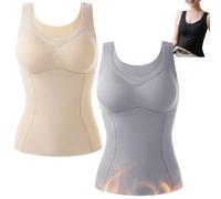 2 Piezas de Fajas de Invierno de turmalina con autocalentamiento iónico, Chaleco Interior térmico de Forro Polar esculpidor para Mujer con Sujetador Incorporado.