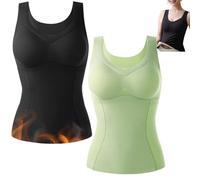 2 Piezas de Fajas de Invierno de turmalina con autocalentamiento iónico, Chaleco Interior térmico de Forro Polar esculpidor para Mujer con Sujetador Incorporado.