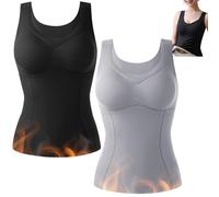 2 Piezas de Fajas de Invierno de turmalina con autocalentamiento iónico, Chaleco Interior térmico de Forro Polar esculpidor para Mujer con Sujetador Incorporado.