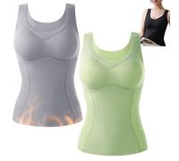 2 Piezas de Fajas de Invierno de turmalina con autocalentamiento iónico, Chaleco Interior térmico de Forro Polar esculpidor para Mujer con Sujetador Incorporado.