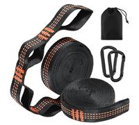 2 Piezas de fijación para hamacas, Correas de suspensión para hamacas con 2 mosquetones Negros, para sillas Colgantes, Camping, Actividades al Aire Libre, Senderismo, Columpios, Accesorios