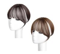 2 piezas de flecos franceses, flecos de aire, peluca con flecos con clip, peluca simulada