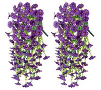 2 piezas de flores artificiales de gloria de la mañana para decoración del hogar, jardín, boda, decoración de sensación natural